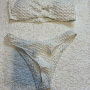 Elegant White Textured Bikini Set